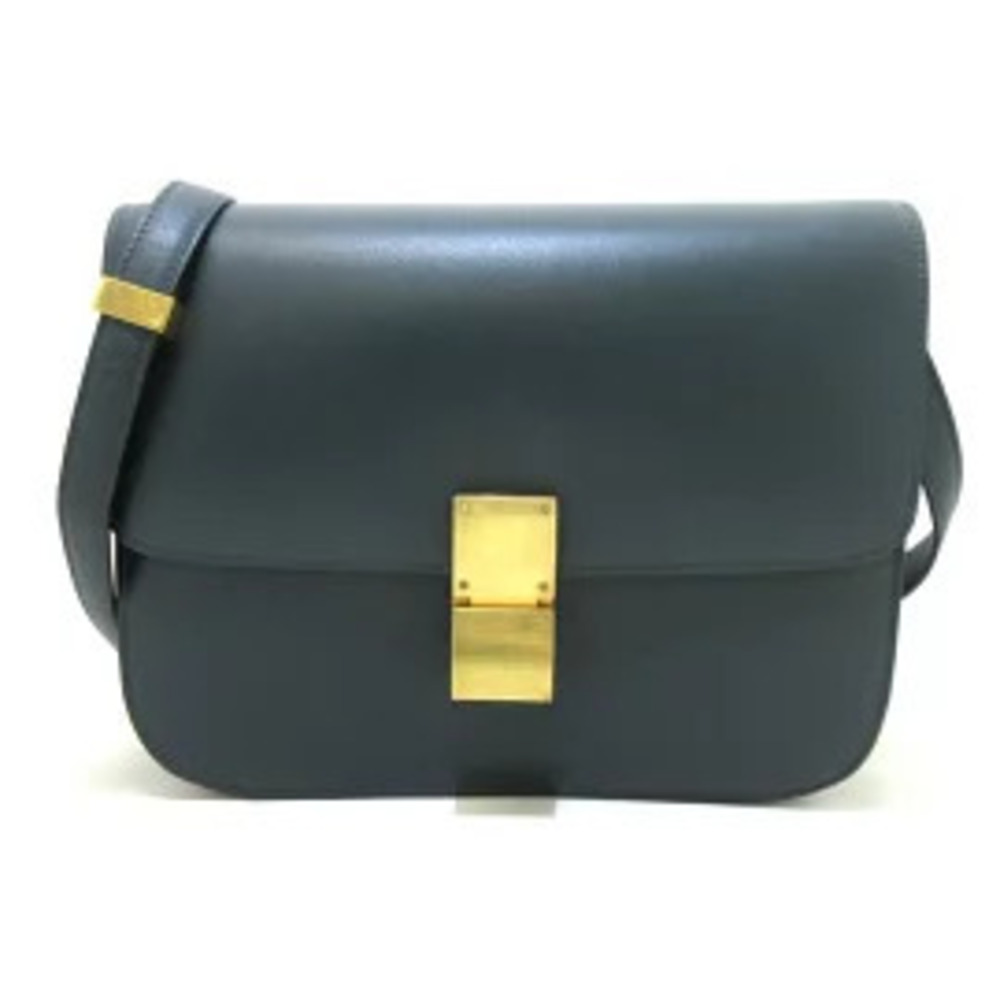 Celine Shoulder Bag Dark Green Leather